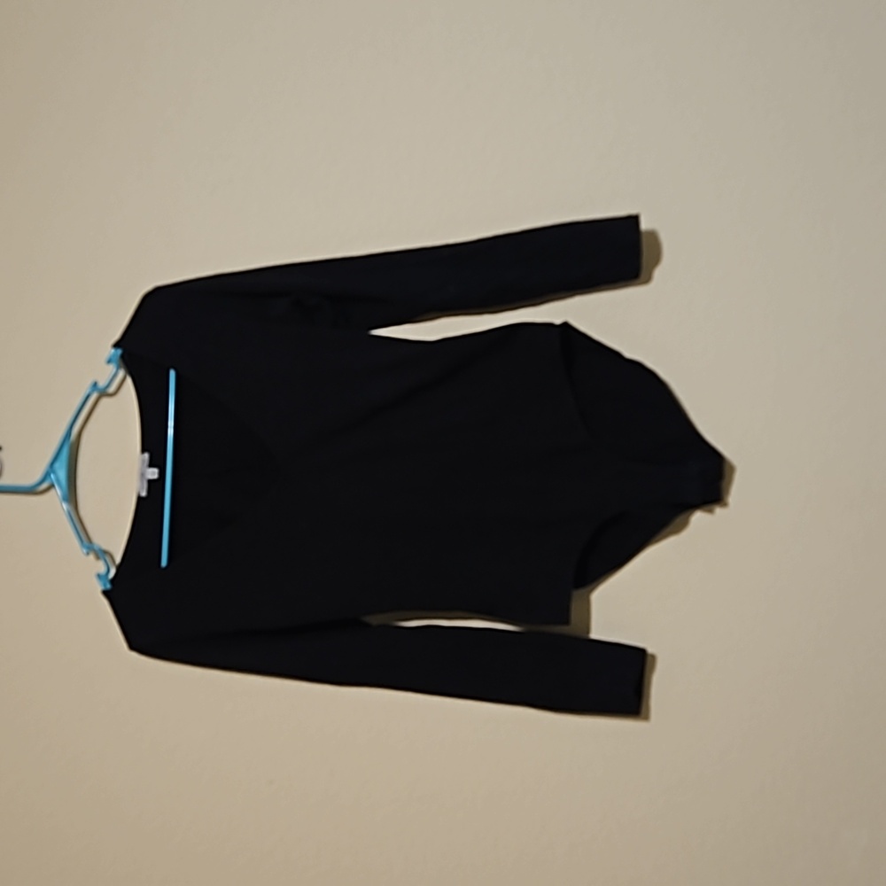 Black long sleeve deep cut body suit